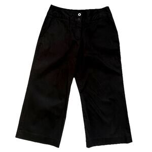 Sandro Sportswear Pants Womens 6 Black Cropped Wide Leg Cotton Blend Casual